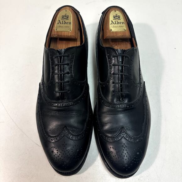 EUC Alden x Brooks Brothers 0928 Black Calfskin Wing Tip Bal Made in USA 10 main image 10